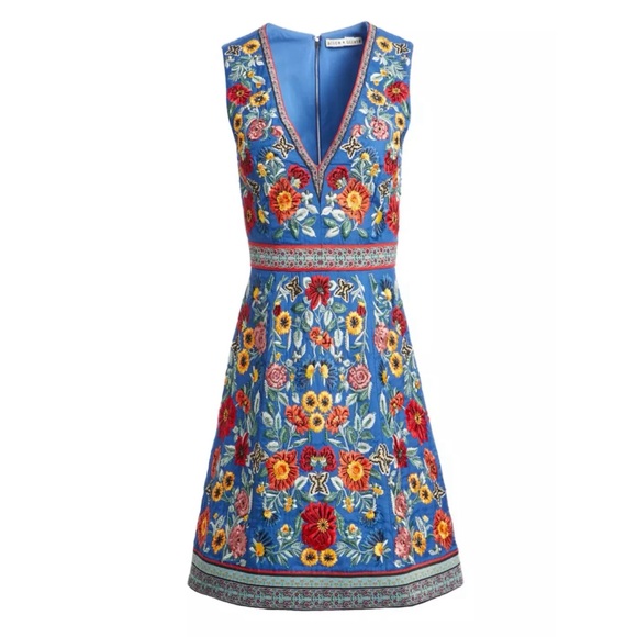 🎀SOLD🎀Alice + Olivia Patty Riviera Floral Embroidered A Line Dress - Picture 5 of 9